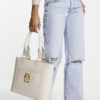 Love Moschino logo scarf detail shoulder bag in neutral - Imagen 4
